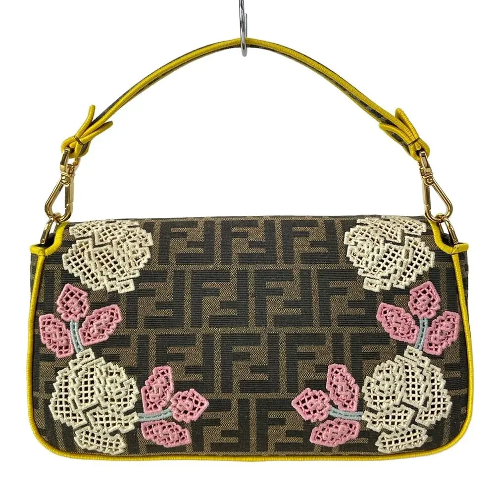 Fendi Mama Bucket Handbag 8BR600 Beige Dark Brown Multi